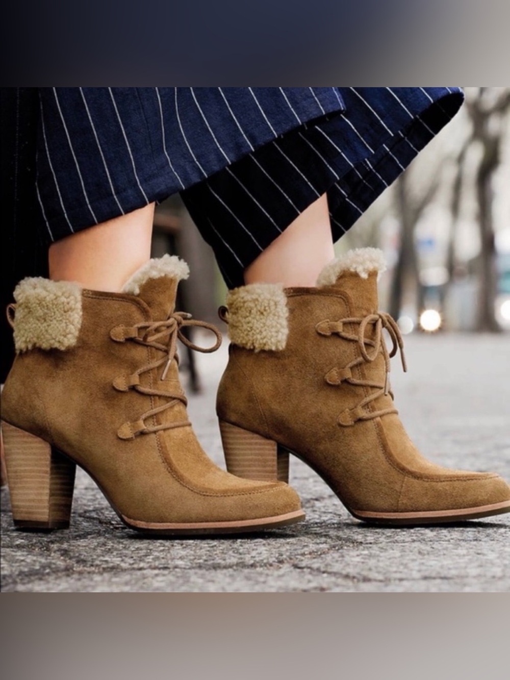 Ugg Analise Suede Lace Up Booties Boots Shoes size 6.5